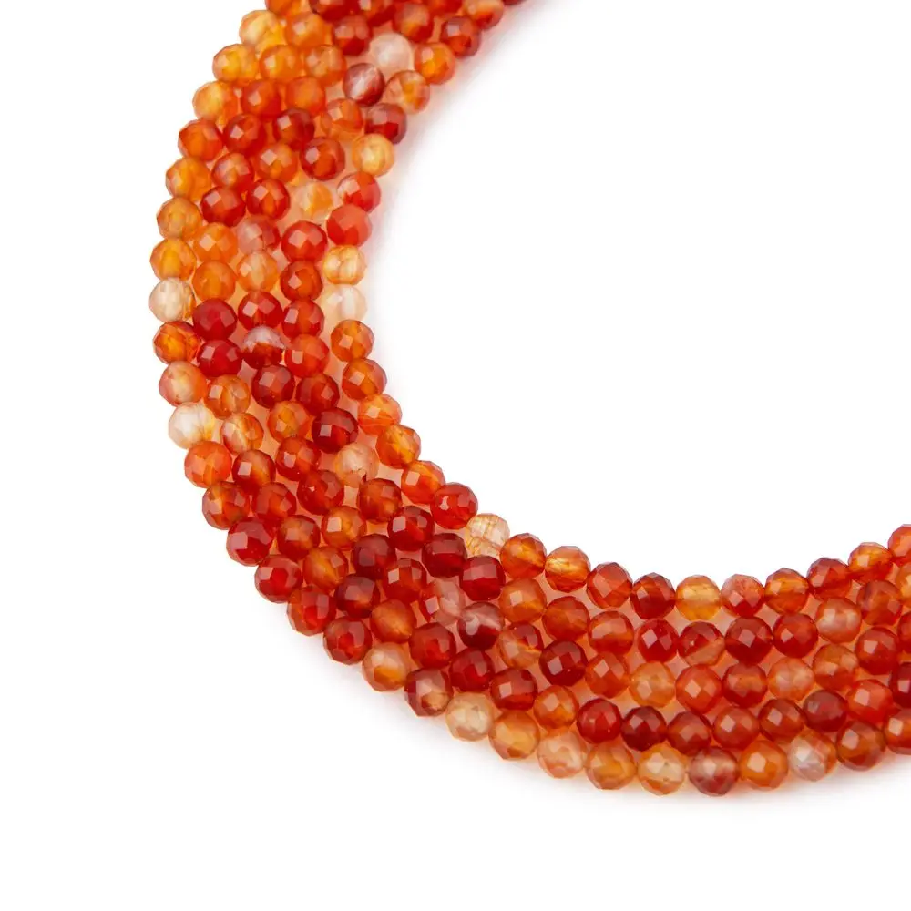Korálky z minerálu Karneol 3 mm broušené - 18 cm