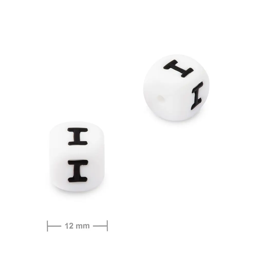 Silikonový korálek kostka 12 mm s písmenem I -