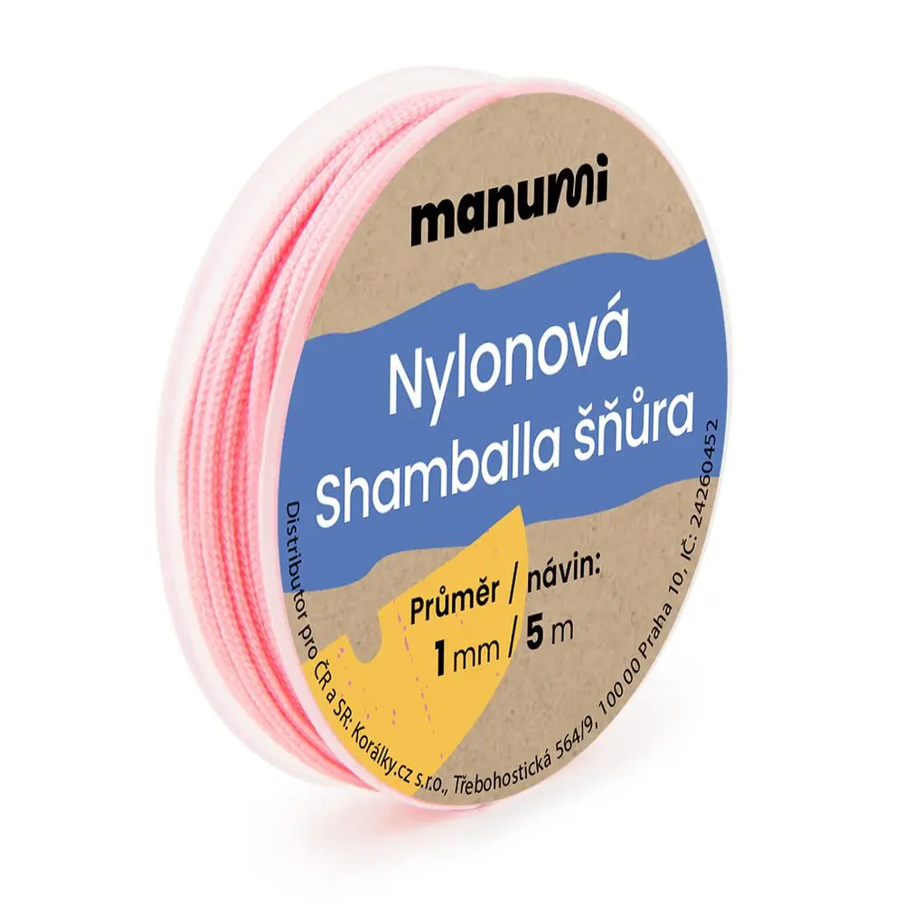 Manumi Nylonová šňůrka na Shamballa náramky 1 mm/5m světle růžová č. 17 - 5 ks