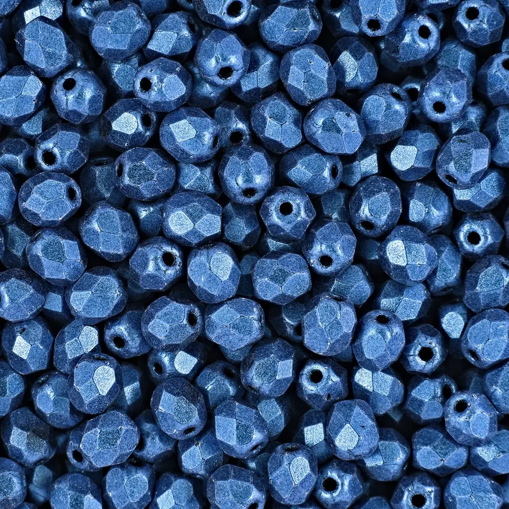 Manumi české broušené korálky 4 mm Metallic Suede Blue - 225 ks