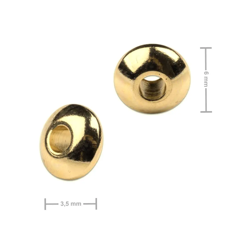 Distanční kroužek z chirurgické oceli rondelka 6 x 3 mm v barvě zlata - 6 ks