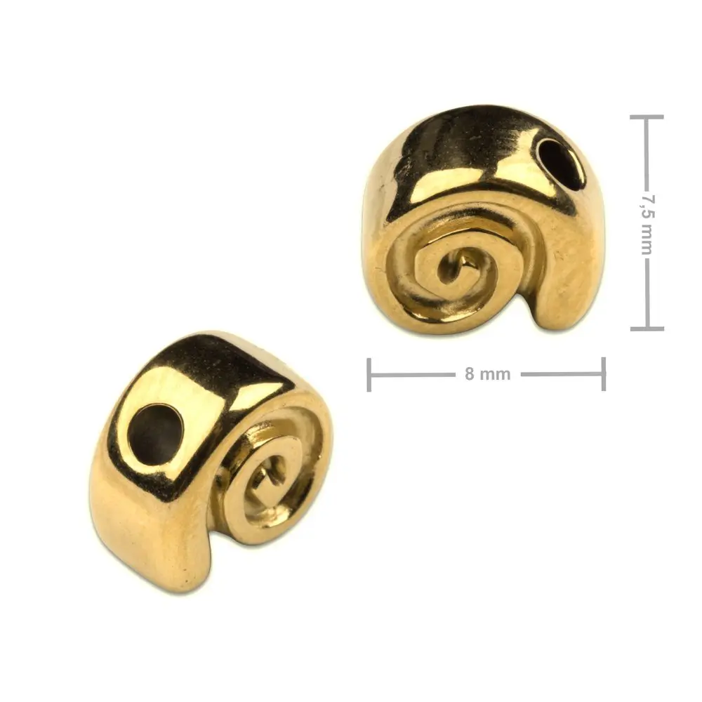 Korálek z chirurgické oceli ve tvaru spirály 7,5 x 8 mm v barvě zlata - 1 ks