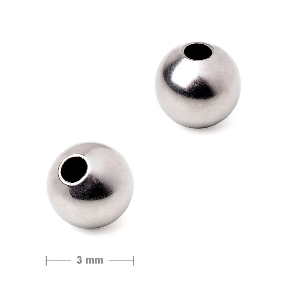 Korálek z chirurgické oceli 316L dutý 3 mm - 150 ks