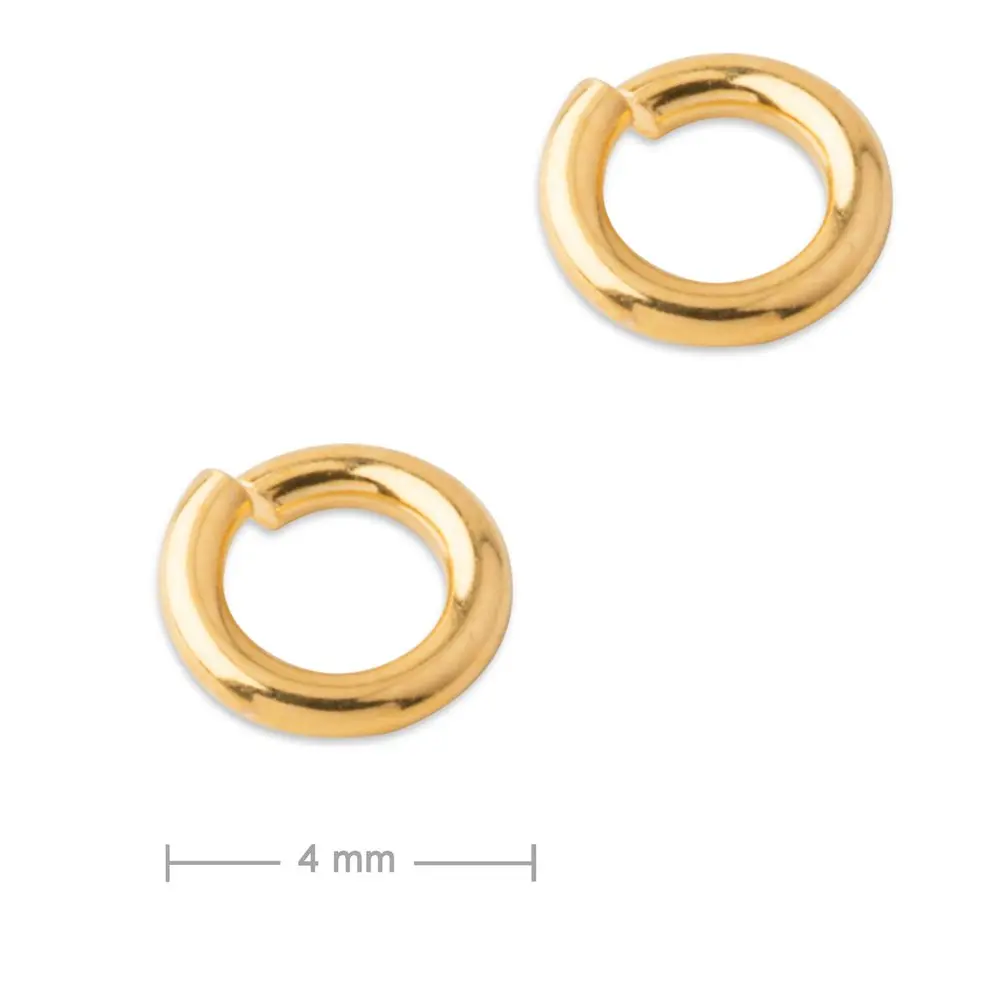 Stříbrný spojovací kroužek 4 mm pozlacený 24K zlatem - 20 ks