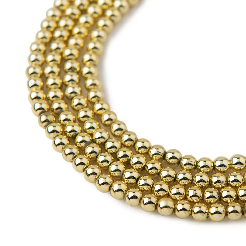 Manumi akrylové metalické perle 4 mm v barvě zlata - 450 ks