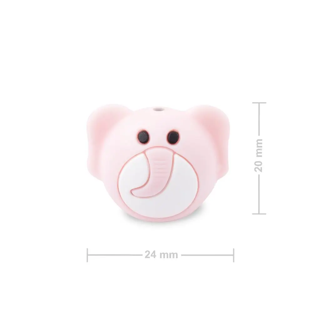 Silikonový korálek slon Baby Pink - 5 ks