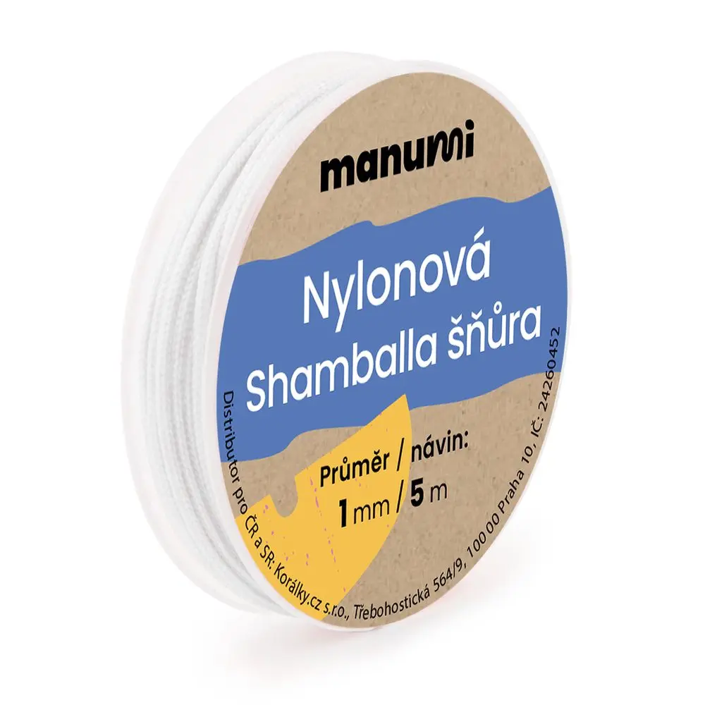Manumi Nylonová šňůrka na Shamballa náramky 1 mm/5m bílá č. 16 - 5 ks
