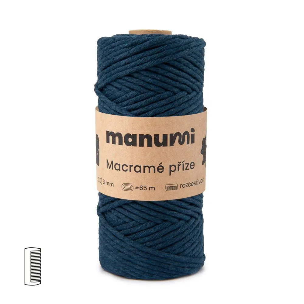 Manumi Macramé příze stáčená 3mm tmavě modrá -