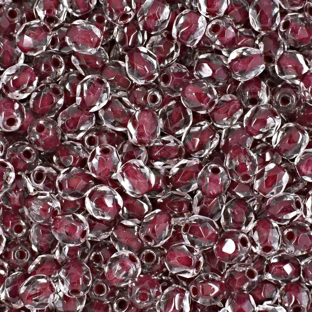 Manumi české broušené korálky 4 mm Crystal Burgundy Lined - 45 ks