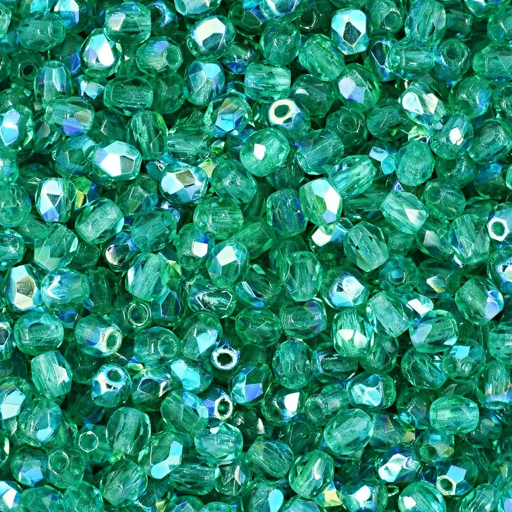 Manumi české broušené korálky 3 mm Emerald AB - 300 ks