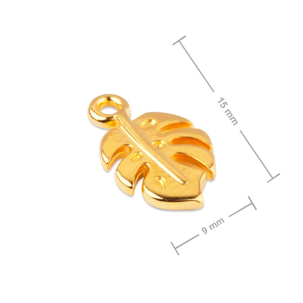 Manumi přívěsek Monstera list 15x9 mm pozlacený - 1 ks