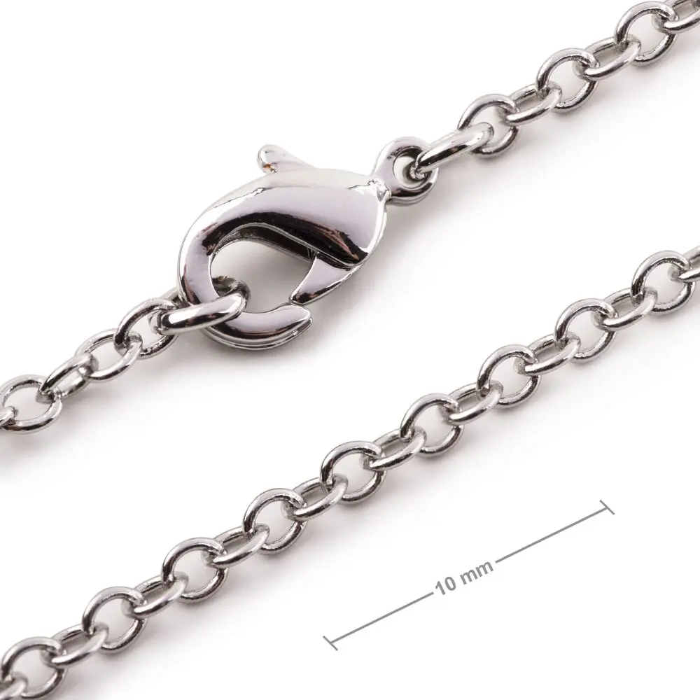 Bižuterní řetízek s 2,5 mm okem se zapínáním v barvě platiny 50cm - 1 ks
