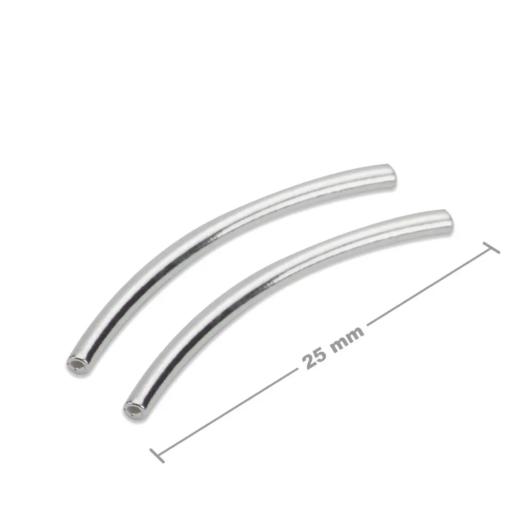 Stříbrná zahnutá distanční trubička 25 x 1,5 mm -