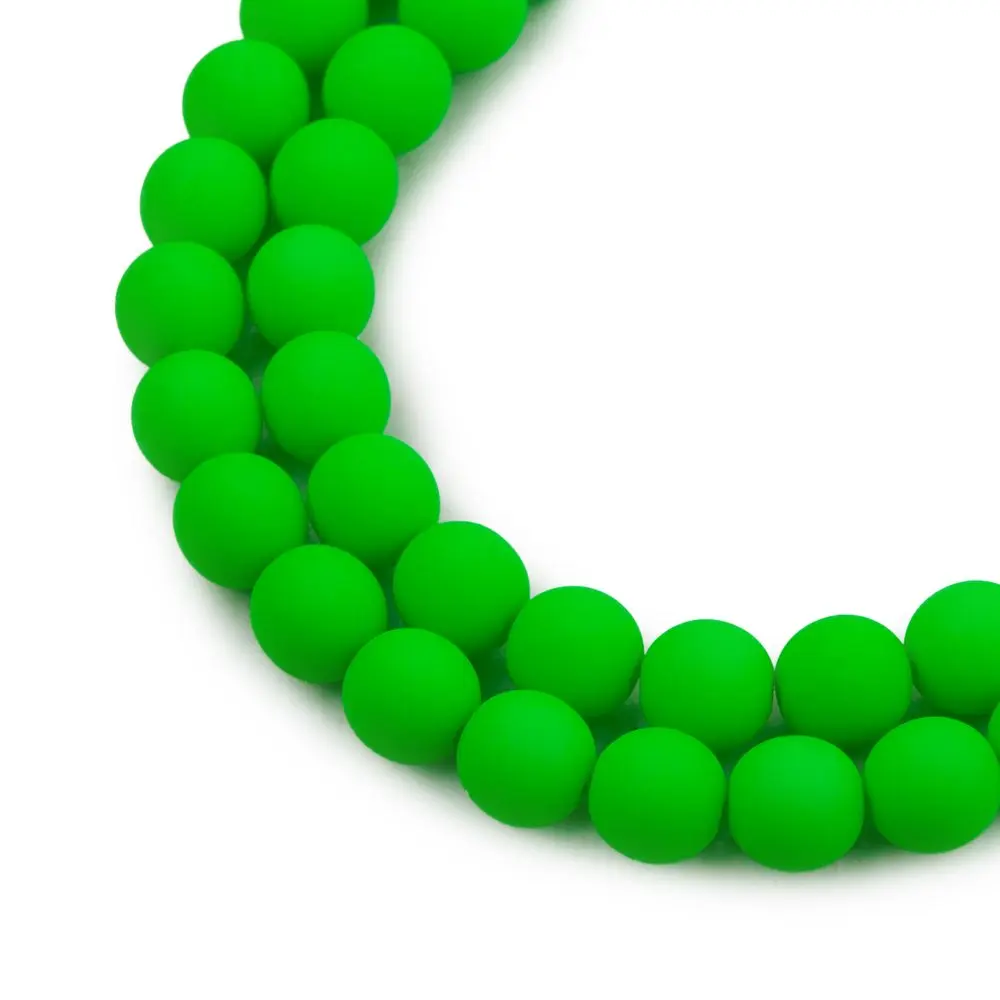 Estrela České mačkané korálky Estrela NEON 8 mm zelené - 22 ks