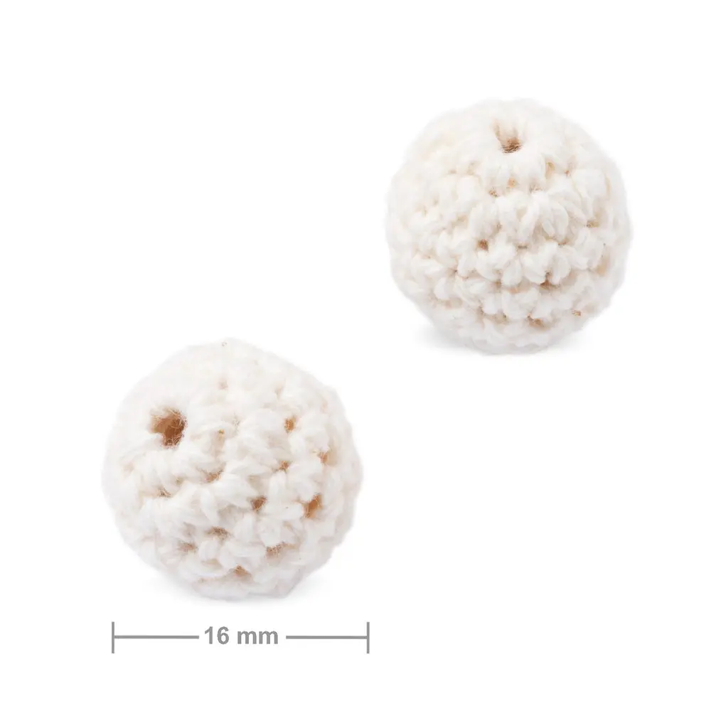 Háčkované korálky kulaté 16 mm Navajo White - 10 ks