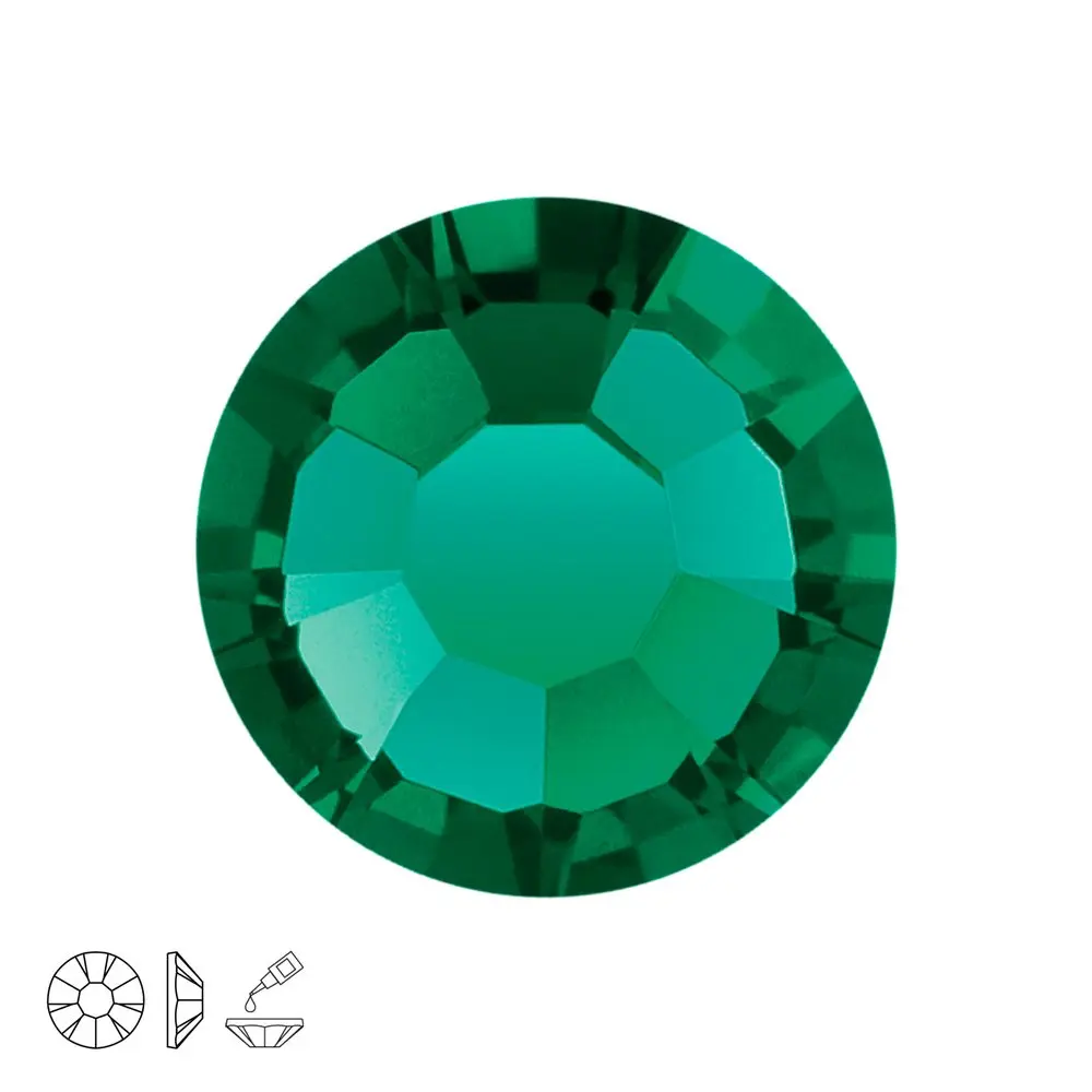 Preciosa MC nalepovací šatonová růže MAXIMA SS20 Emerald - 24 ks