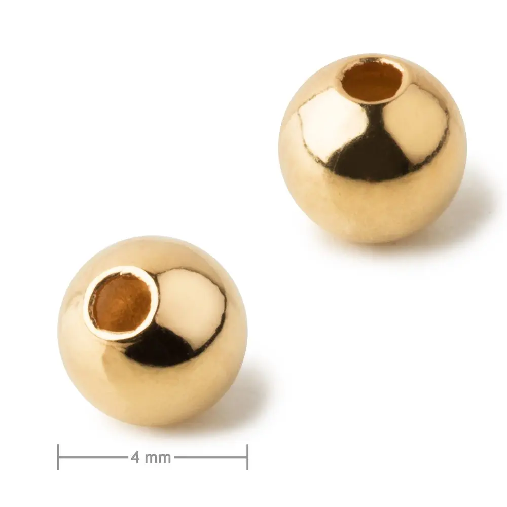 Kovový korálek dutý 4 mm v barvě zlata - 80 ks