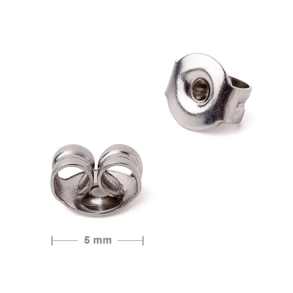 Náušnicová zarážka motýlek z chirurgické oceli 316L 5 mm - 60 ks