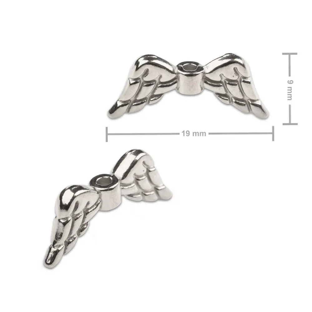 Korálek z chirurgické oceli ve tvaru andělských křídel 19 x 9 mm - 1 ks