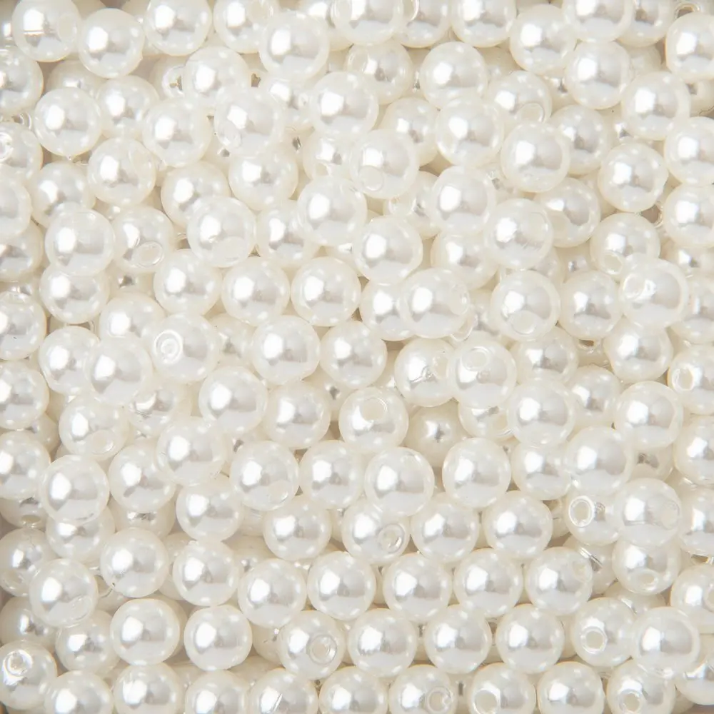 Plastové korálky imitace perel 6 mm - 300 ks