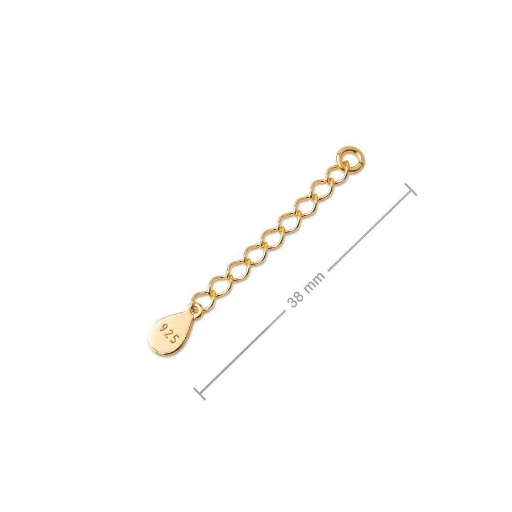 Stříbrný prodlužovací řetízek pozlacený 24K zlatem 38 mm -