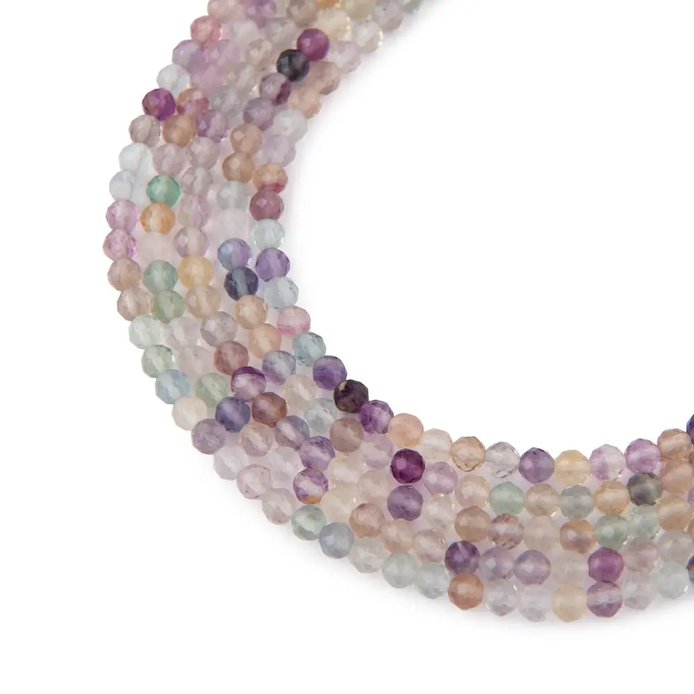 Korálky z minerálu Fluorit 3 mm broušené - 54 cm