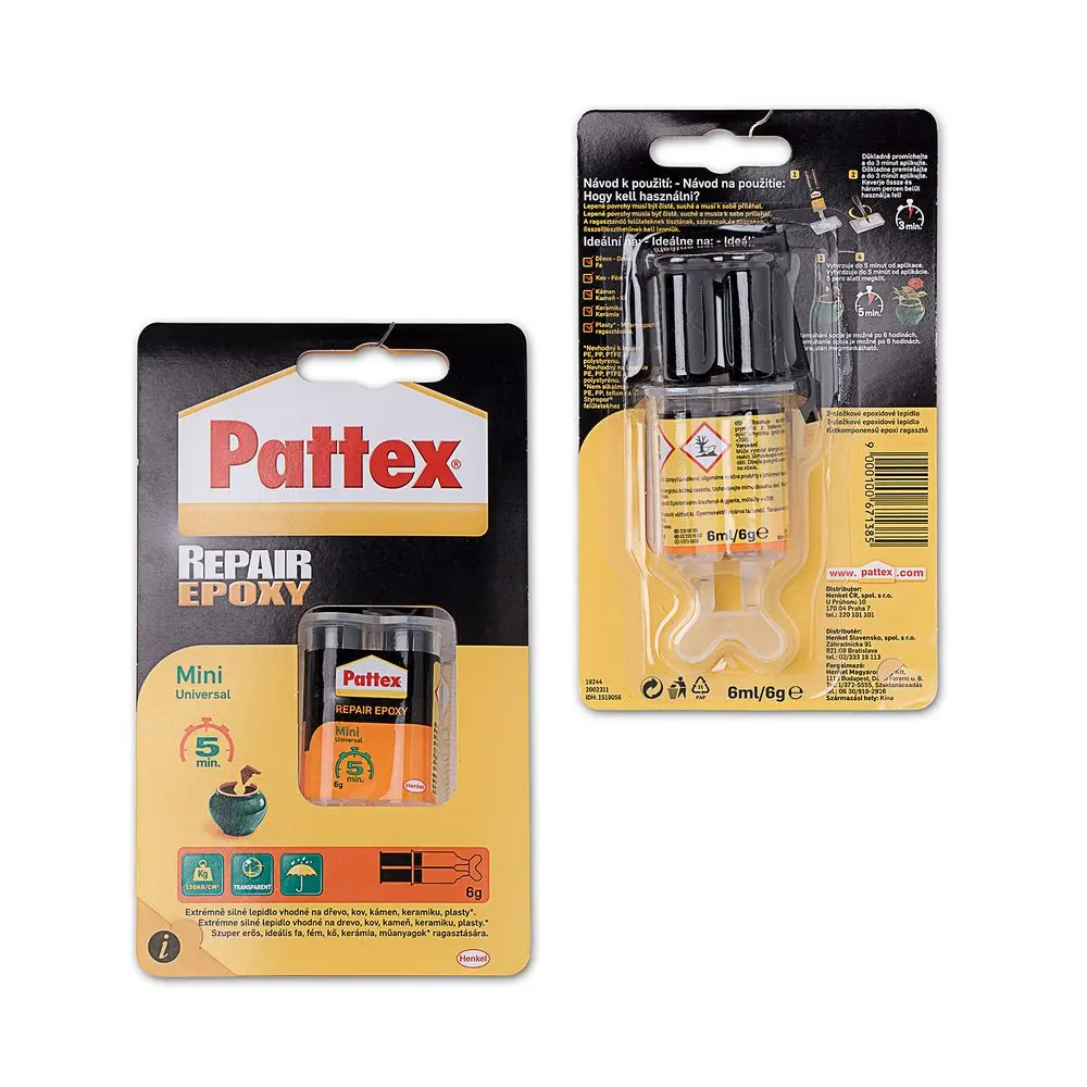 Dvousložkové epoxidové lepidlo Pattex Repair Epoxy Mini 5min 6ml ve stříkačce - 1 ks