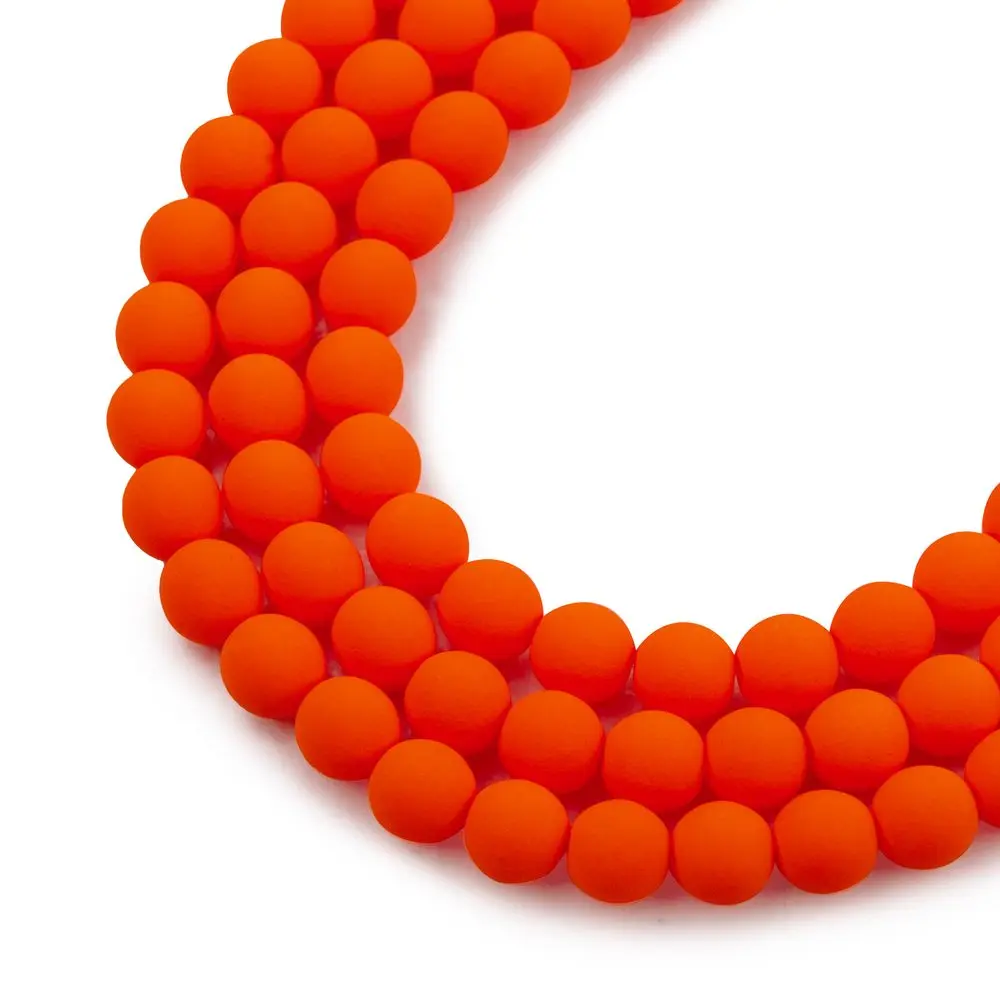 Estrela České mačkané korálky Estrela NEON 6 mm oranžové - 30 ks