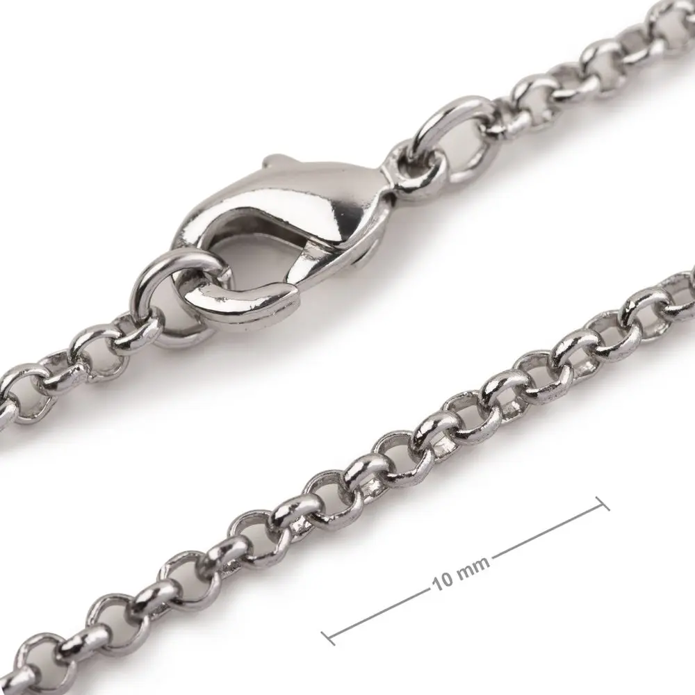 Bižuterní rolo řetízek s 2 mm okem se zapínáním v barvě platiny 50cm - 5 ks