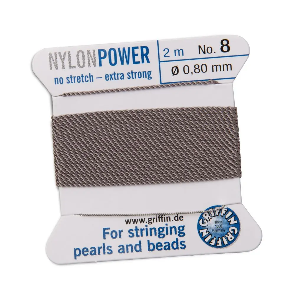 Griffin nylonová nit Nylon power s jehlou 0,8 mm/2 m šedá - 1 ks