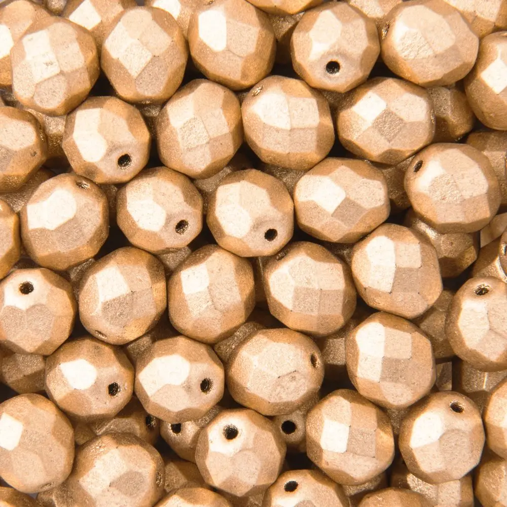 Manumi české broušené korálky 8 mm Matte Metallic Flax - 22 ks