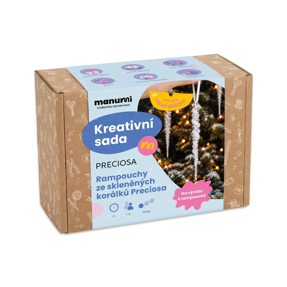 Manumi kreativní sada na výrobu rampouchů ze skleněných korálků Preciosa - 1 ks
