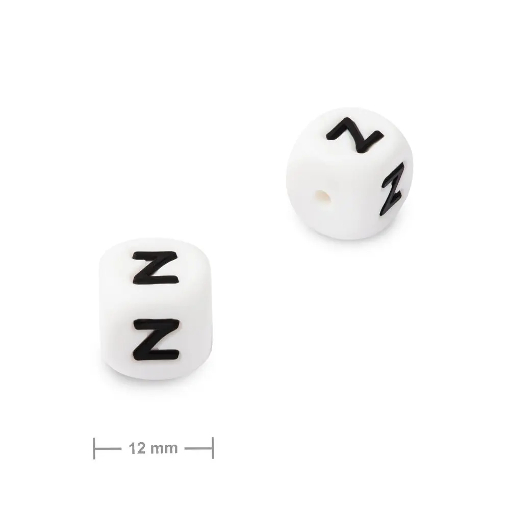 Silikonový korálek kostka 12 mm s písmenem Z - 1 ks