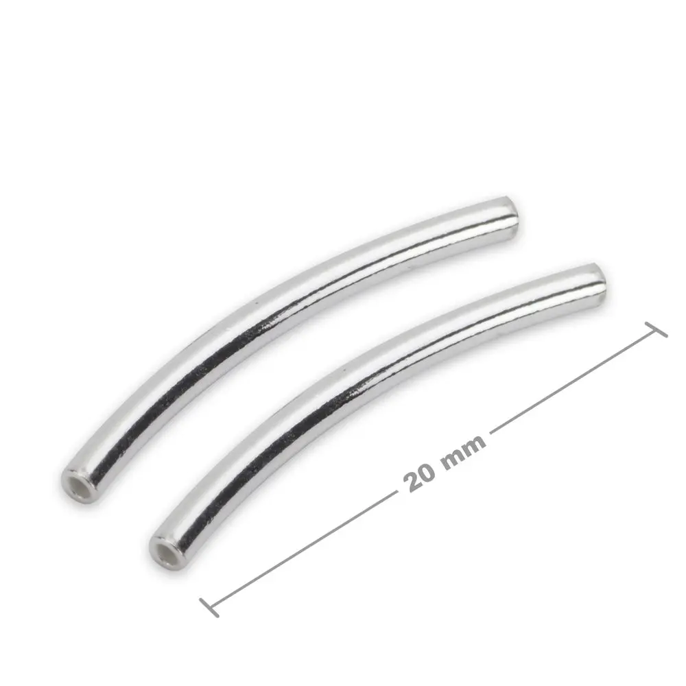 Stříbrná zahnutá distanční trubička 20 x 1,5 mm -