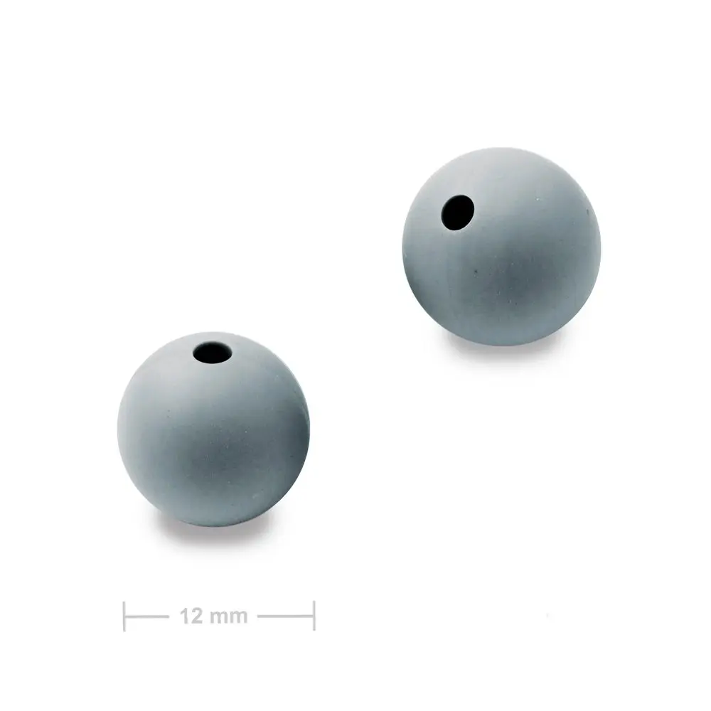 Silikonové kulaté korálky 12 mm Dim Grey - 20 ks