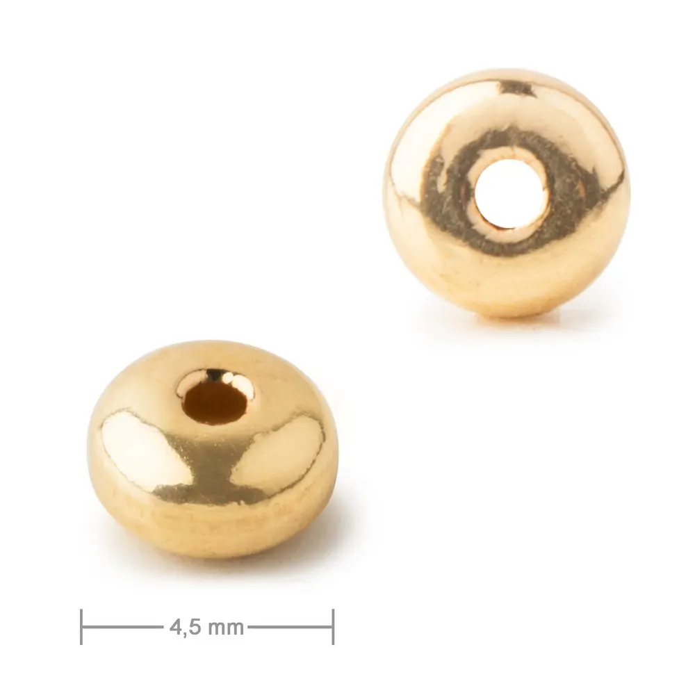 Kovový korálek donut 4,5 mm v barvě zlata - 6 ks