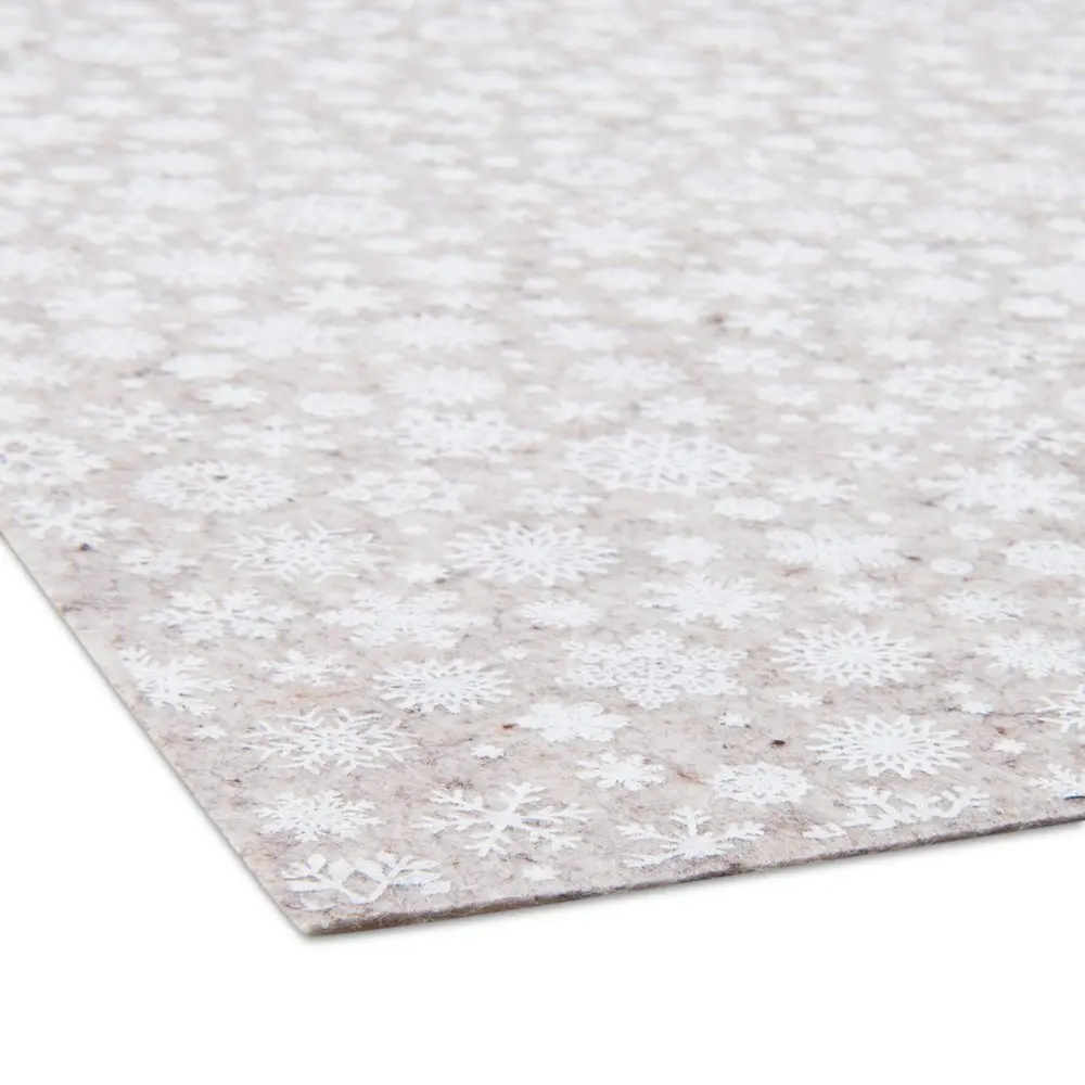 Filc / plsť vánoční motiv s vločkami 1mm béžový - 1 ks