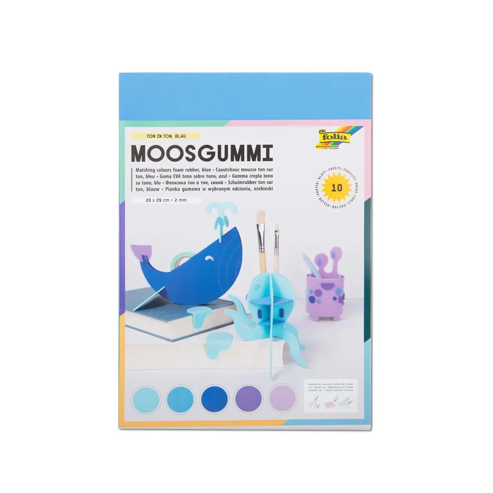 Moosgummi pěnová guma 10 listů odstíny modré - 1 balení