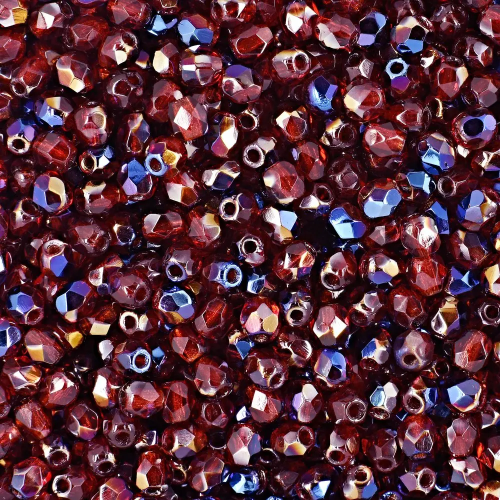 Manumi české broušené korálky 3 mm Blue Iris Siam Ruby - 300 ks