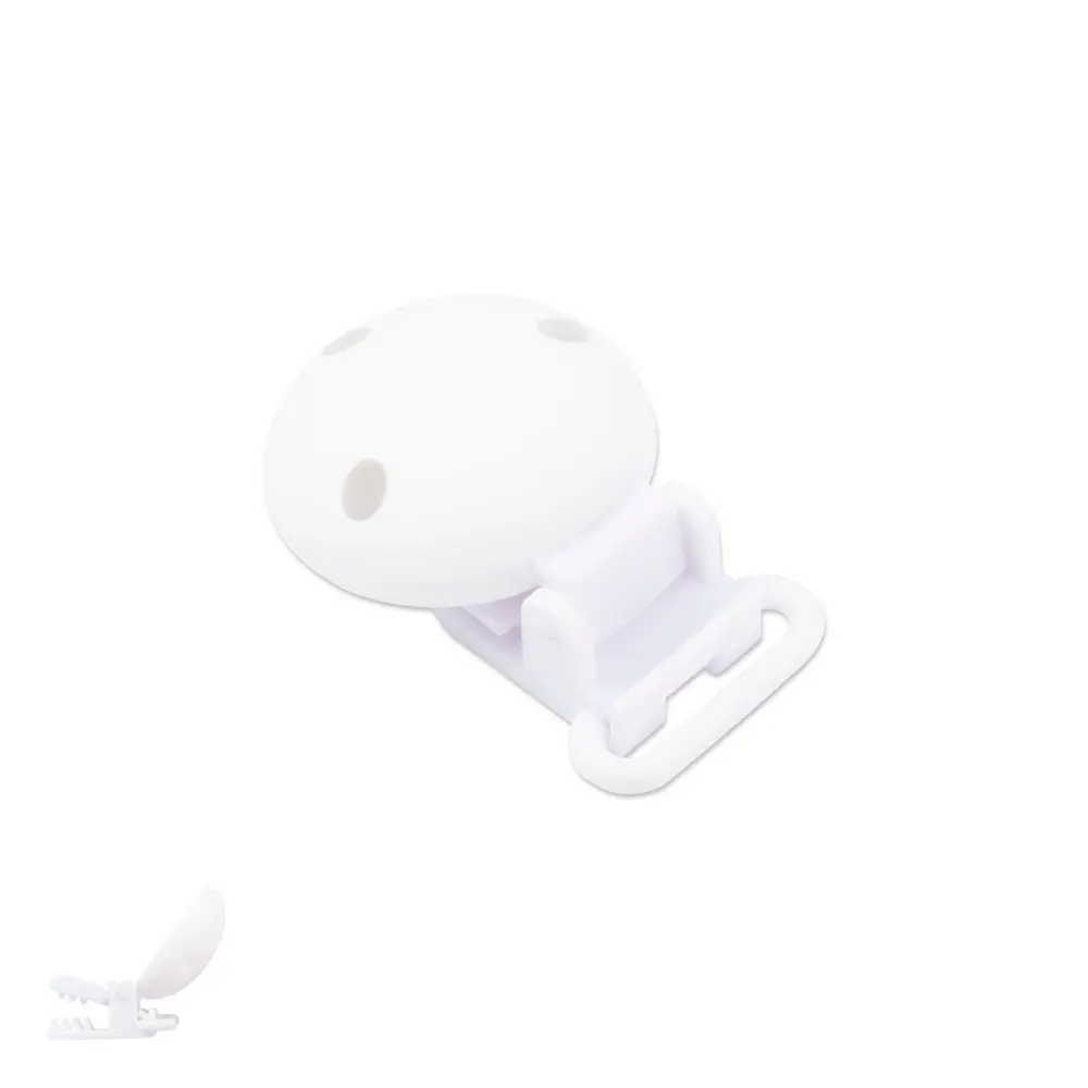 Silikonový klip na dudlík 33,5 mm s plastovou sponou Snow White - 5 ks