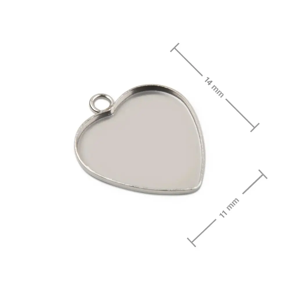 Bižuterní lůžko na přívěsek srdce 10 x 10 mm z chirurgické oceli - 2 ks