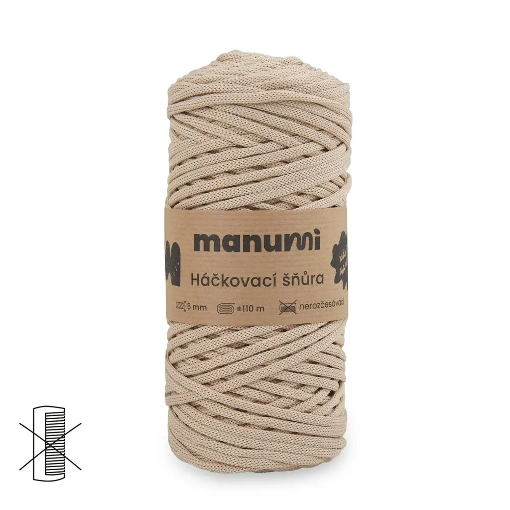 Manumi háčkovací polyesterová šňůra 5 mm cappuccino - 3 ks