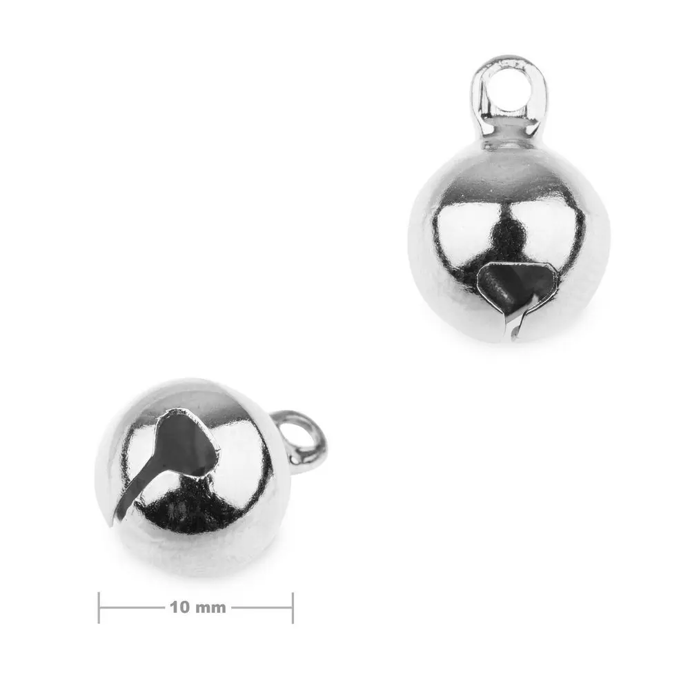 Bižuterní rolnička 14x10 mm v barvě stříbra - 40 ks