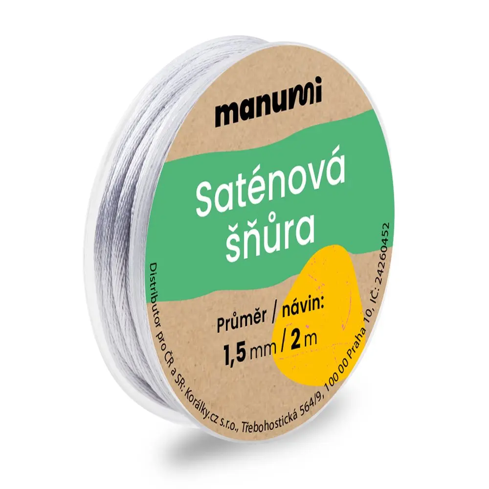 Nylonová saténová šňůra 1,5 mm/2m Snowfall Grey - 5 ks