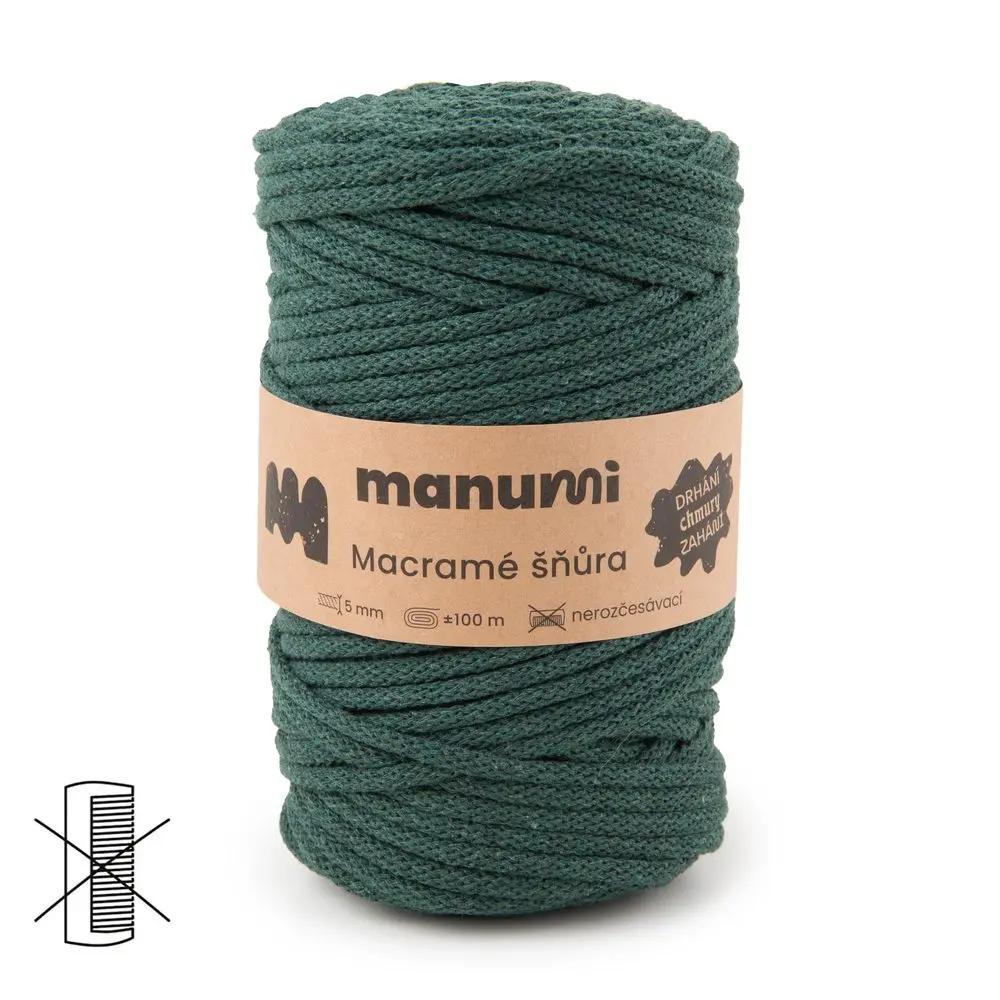 Manumi Macramé šňůra 5mm tmavě zelená -