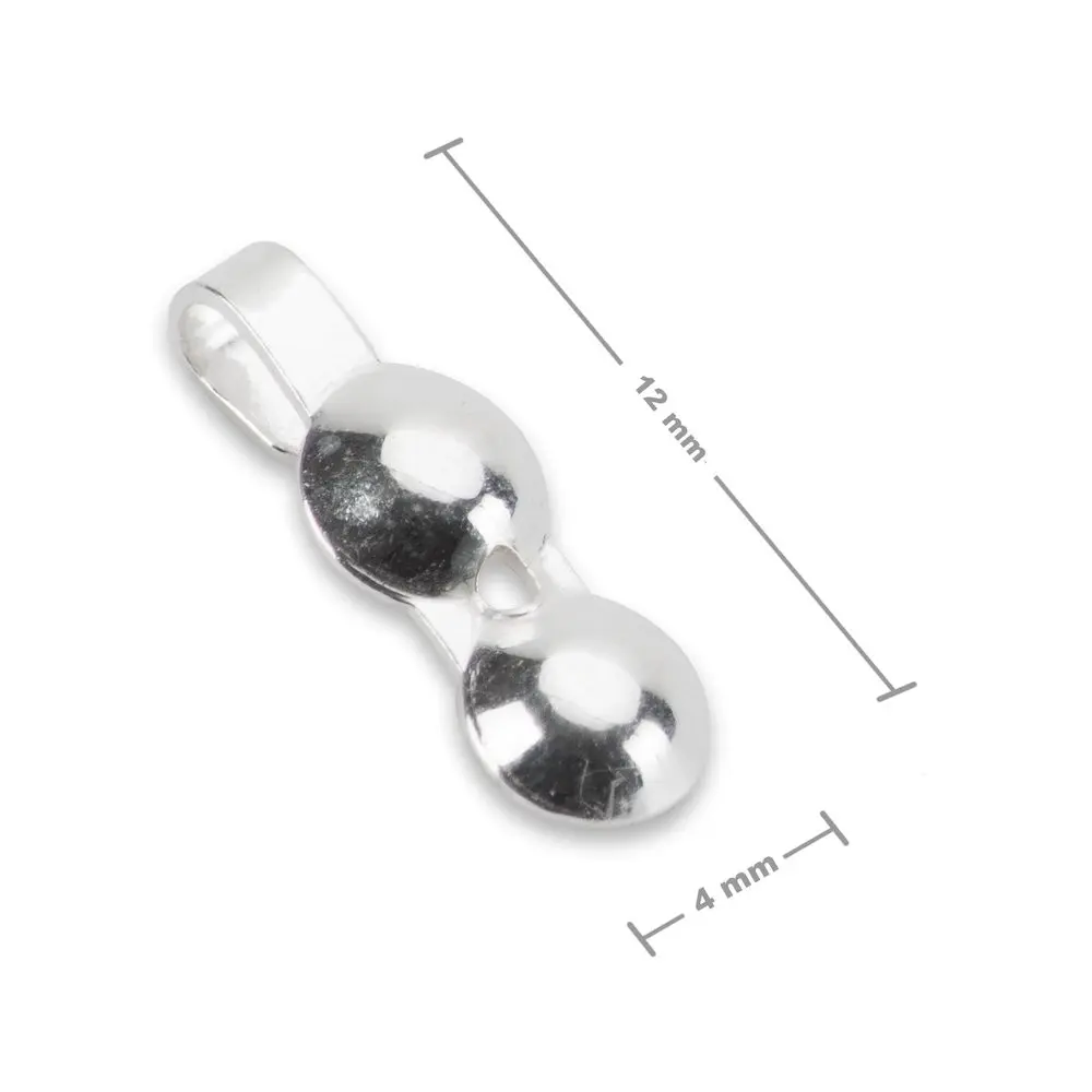 Stříbrná dvoumisková kalota s otevřeným očkem 12 x 4 mm -