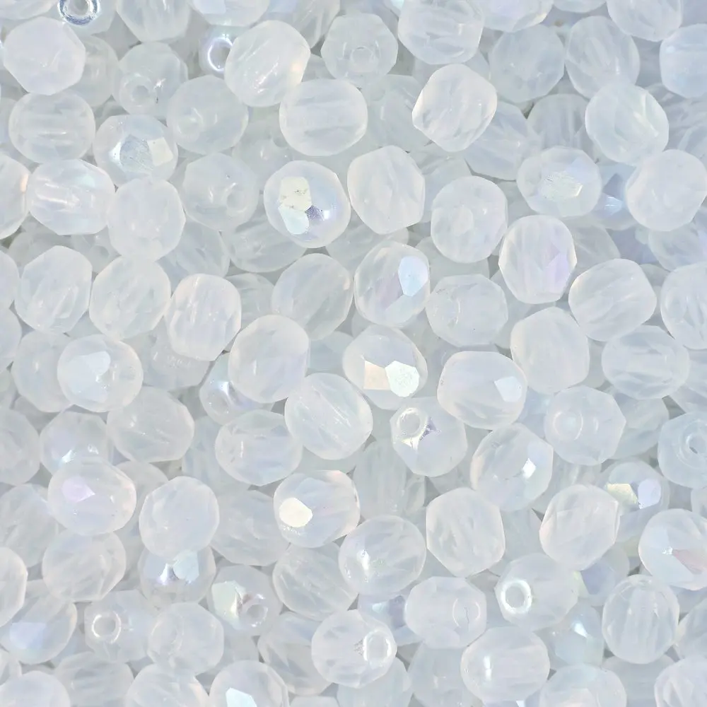 Manumi české broušené korálky 4 mm Matte Crystal AB - 45 ks
