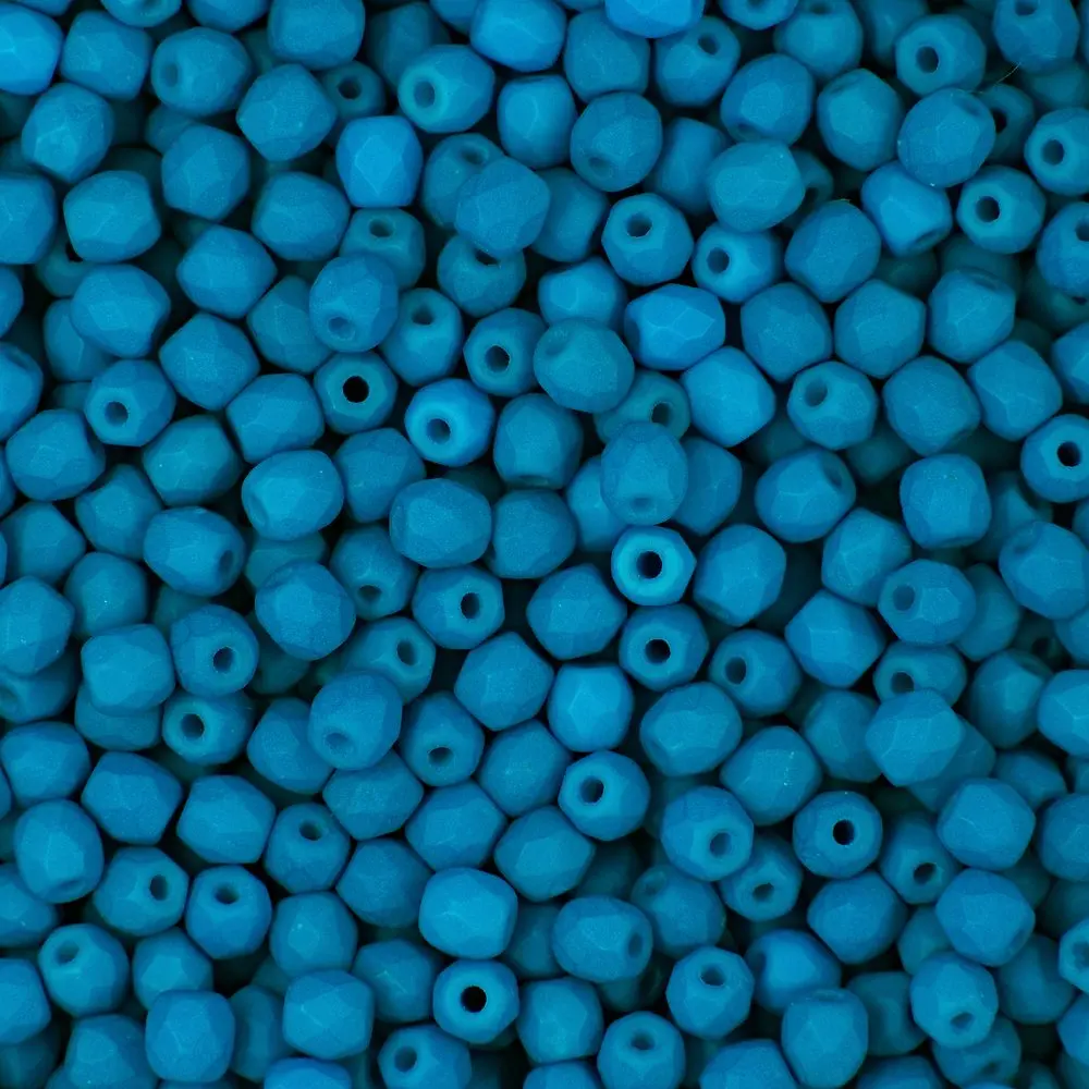 Manumi české broušené korálky 3 mm Neon Blue - 60 ks