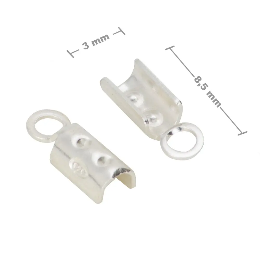 Stříbrná plochá zamačkávací koncovka 2 mm -
