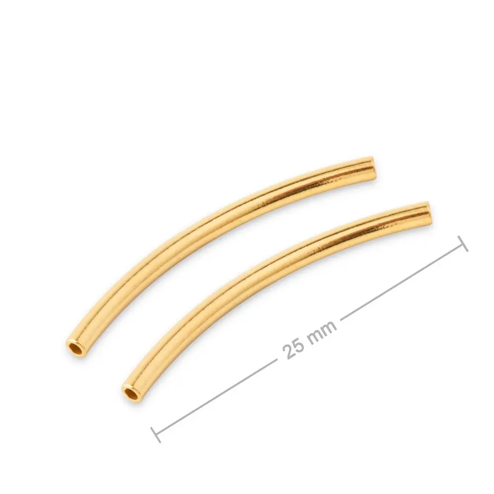 Stříbrná zahnutá distanční trubička 25 x 1,5 mm pozlacená 24K zlatem -